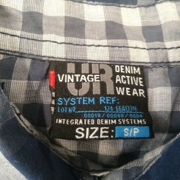 Vintage UR Shirt Men's Small Cotton/Poly Snap Up Short Sleeve Blue Plaid - Picture 3 of 3